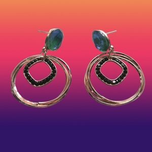 Chic Gold and Black Hoop Earrings